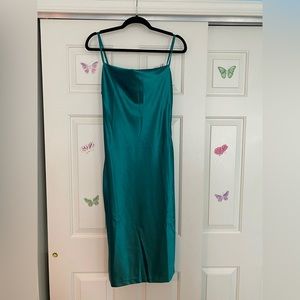 Green Silk Slip Dress